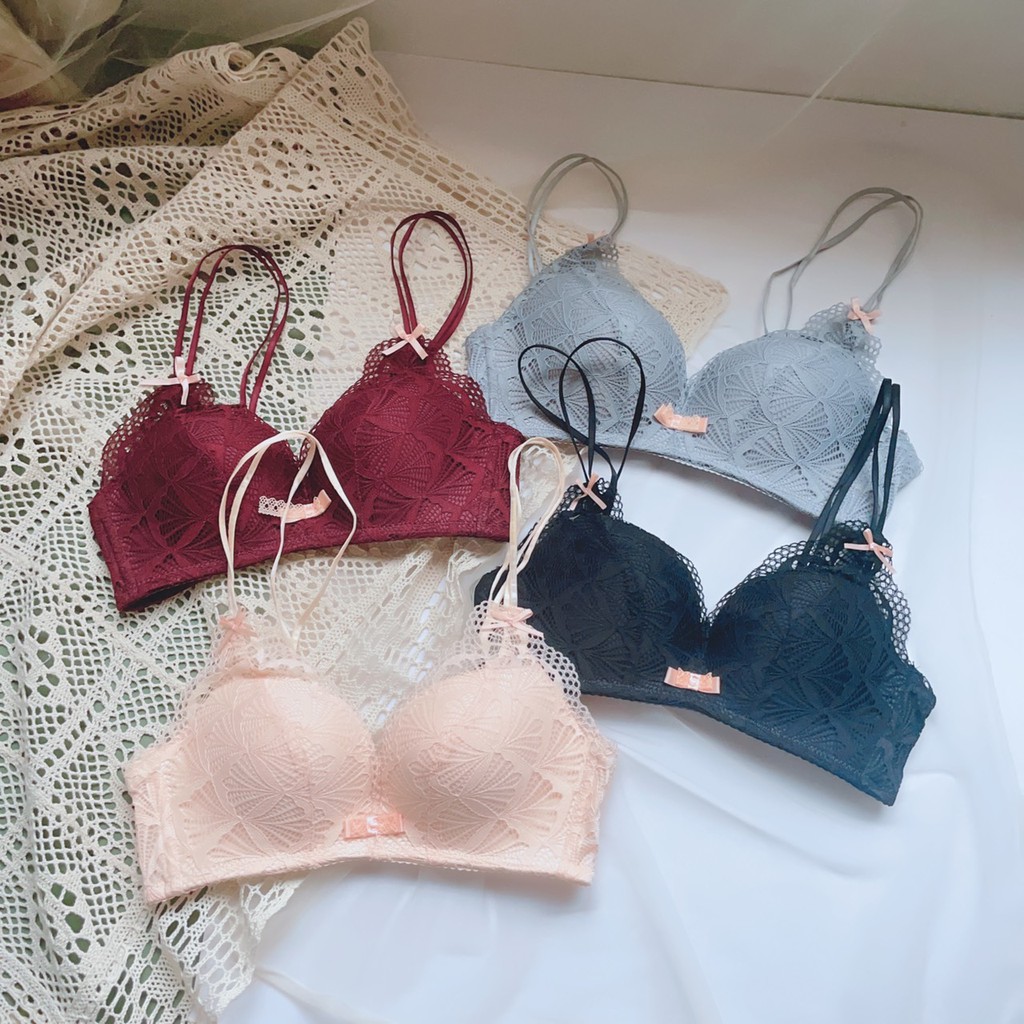 Áo lót nữ đúc su CharmAiry áo ngực nữ nâng ngực, đệm mỏng, không gọng phối ren hình QUẠT mặc 2 kiểu dây | BigBuy360 - bigbuy360.vn