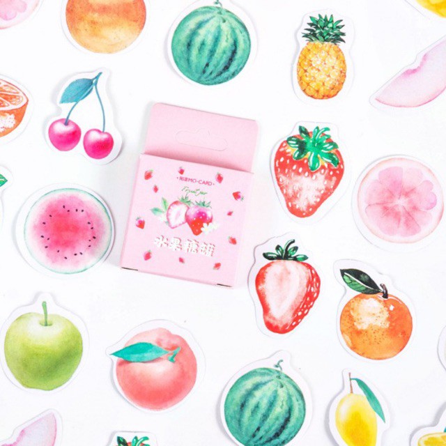 Bộ sticker/ Hình dán Họa Tiết Hình Trái Cây (46 Hình)