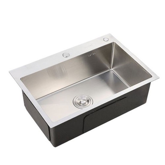 (CHẬU ĐƠN SIZE TO 68x45cm) Chậu Rửa Chén Bát INOX SUS 304 N18 6845 NA.GRAND và bộ xả chậu thoát nước tặng Rổ Đa Năng