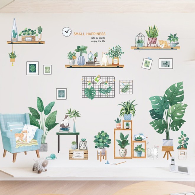 DECAL TRANH DÁN TƯỜNG BỘ LÁ MUÔN MÀU BEAUTIFUL LIFE TRANG TRÍ DECOR PHÒNG NGỦ- TRANH TRÍ PHÒNG KHÁCH