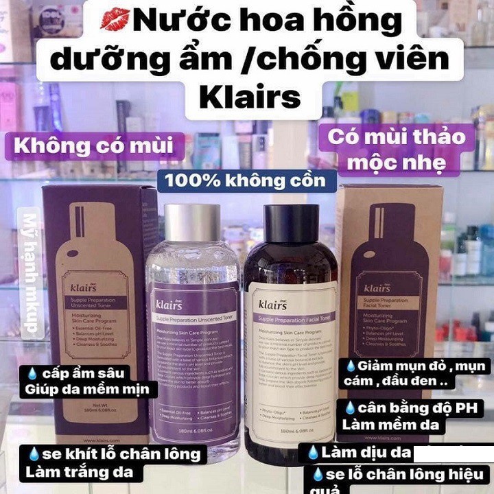 Nước Hoa Hồng Toner Klairs Không Mùi Dưỡng Ẩm Làm Dịu Da Thu Nhỏ Lỗ Chân Lông 180ML Nhập Khẩu Chính Hãng