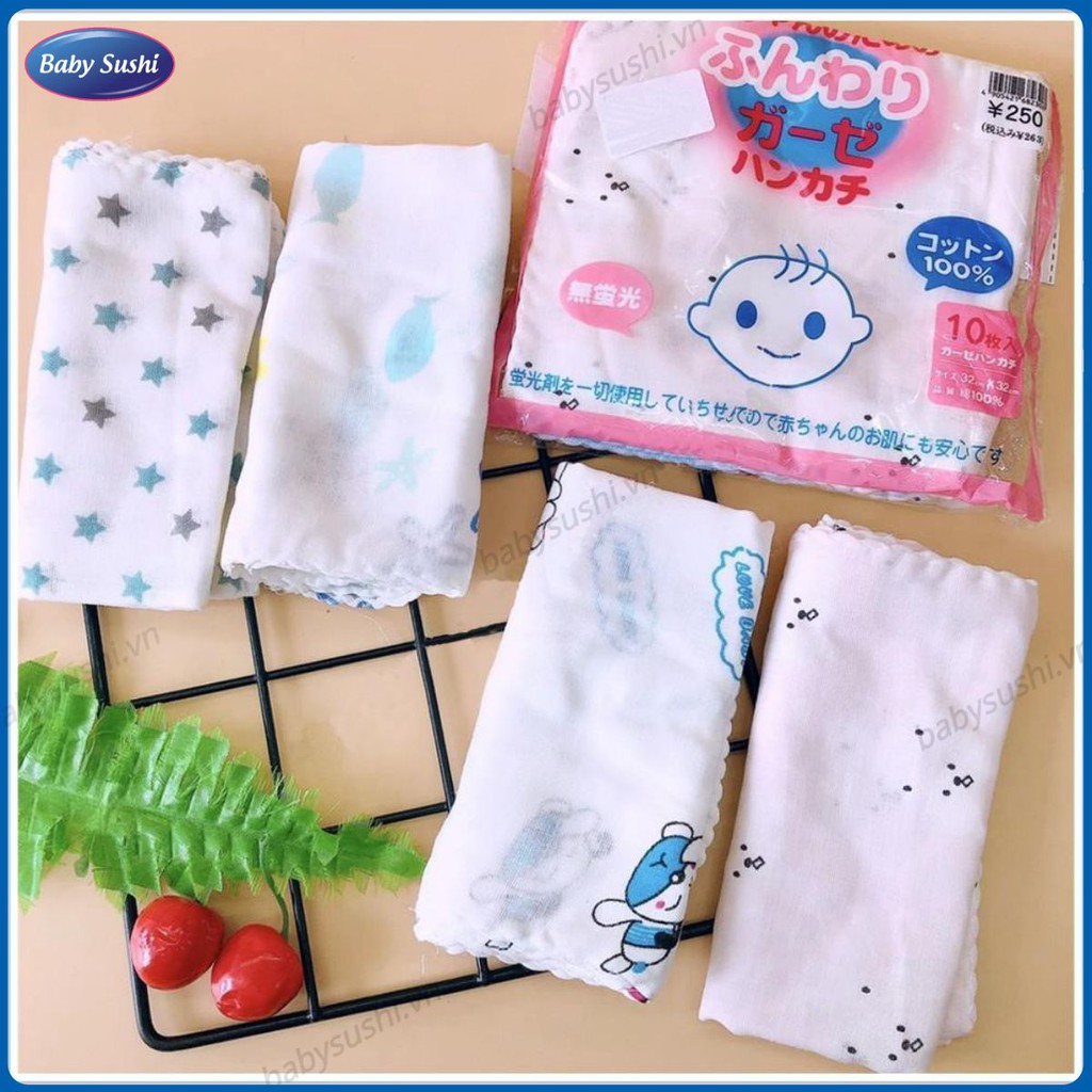 Khăn Xô Sữa In Họa Tiết Baby Hàng Xuất Nhật [Set 10 Chiếc]