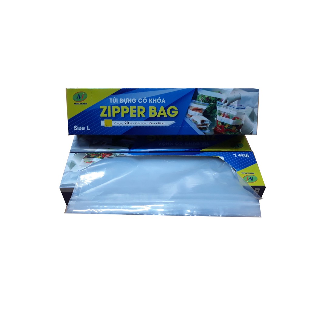 COMBO 2 HỘP TÚI ĐỰNG CÓ KHÓA &quot;ZIPER BAG&quot;. Size L (KT 20x25cm x 20 tui) và M (KT 17x19cm x 30 tui) (túi zip)