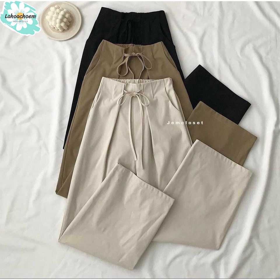 Quần culottes buộc dây chất đũi cao cấp phong cách Hàn Quốc dành cho nữ