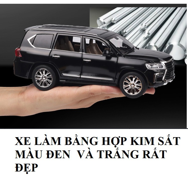 Đồ chơi xe ô tô mô hình xe Lexus LX570 tỉ lệ 1:24 bằng sắt chạy cót có âm thanh và đèn mở các cửa xe  hàng Quảng Châu