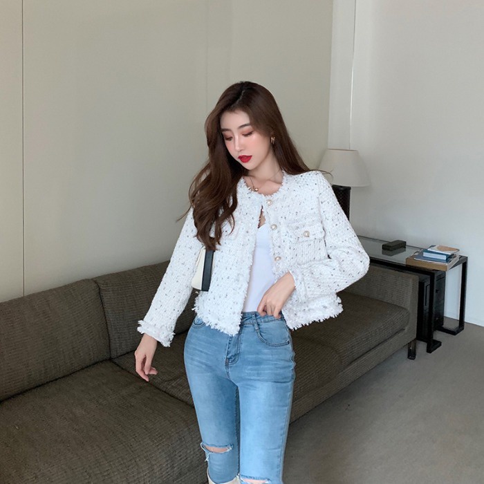 Áo khoác ngắn cổ tròn, áo khoác nữ ulzzang Hàn Quốc A847