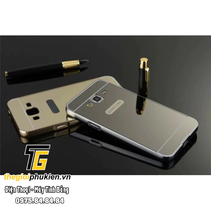 Ốp lưng Samsung Galaxy J3, J3 2016 tráng gương viền kim loại