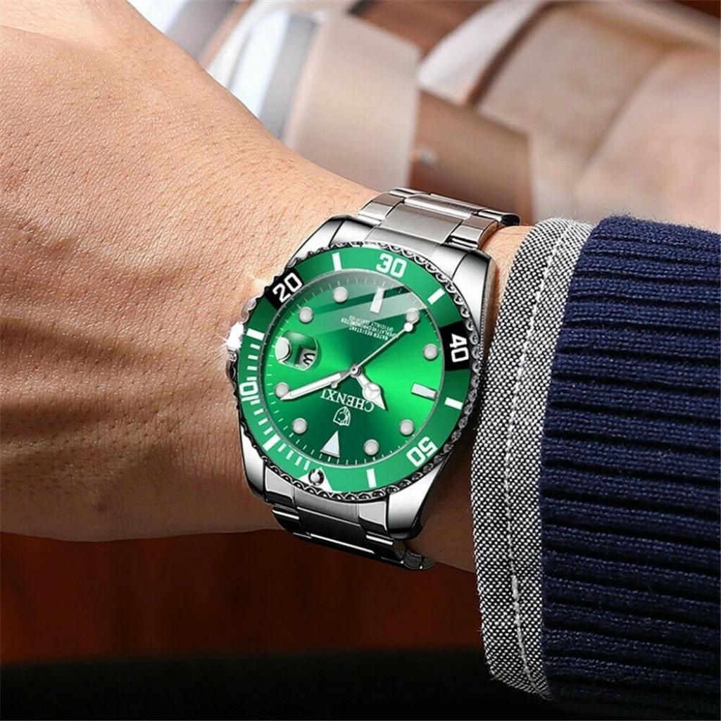 Đồng hồ nam CHENXI- CX085G, đồng hồ thời trang mặt xanh phong cách thợ lặn submariner | BigBuy360 - bigbuy360.vn