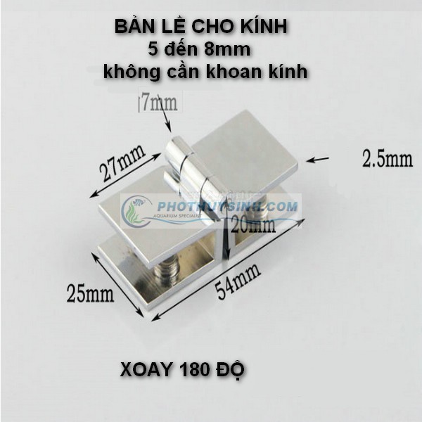 Bản lề bể hồ bán cạn không khoan kính
