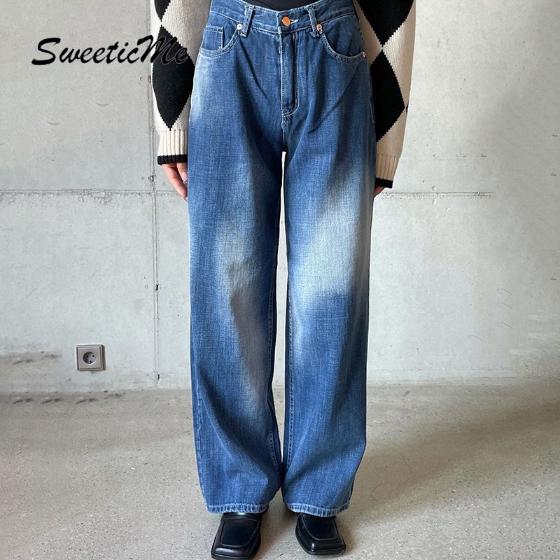 Quần Jean Nữ Ống Đứng Form Rộng SweeticMe