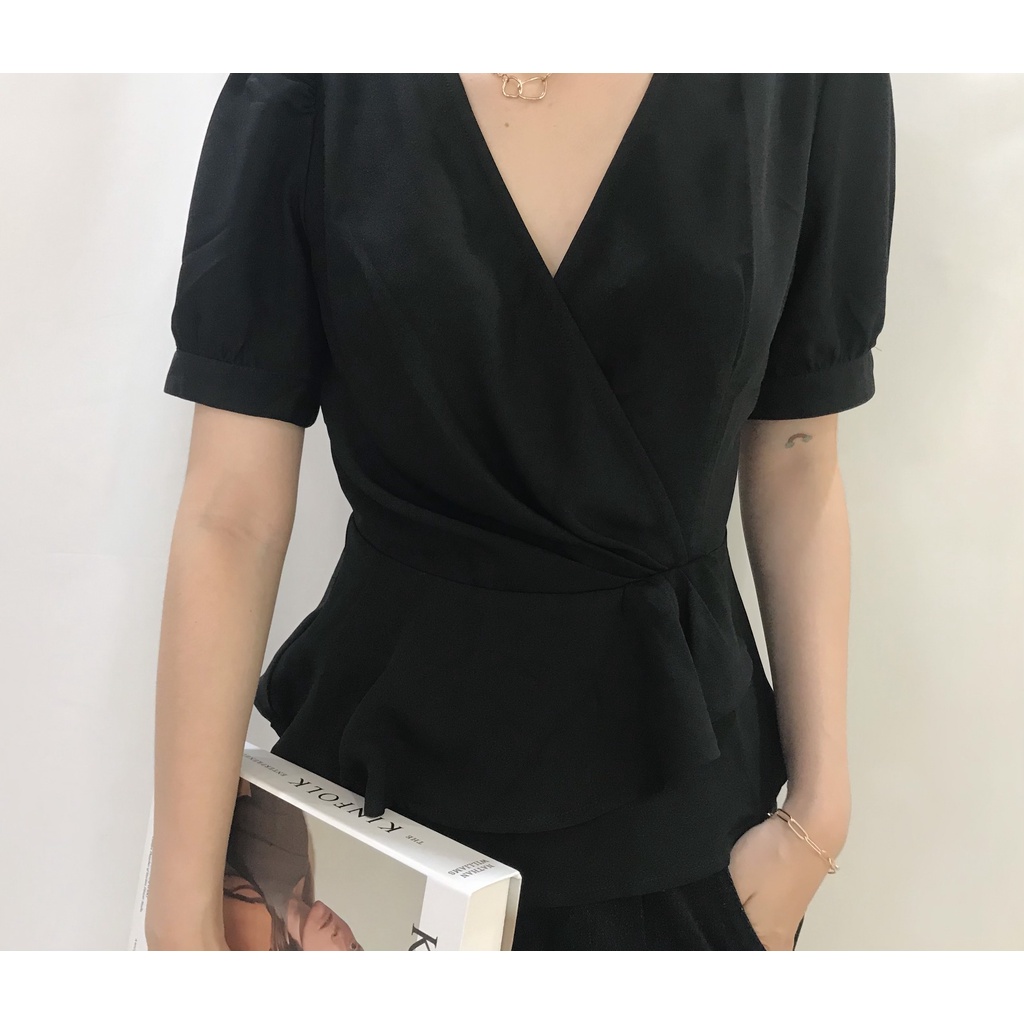 Áo Sơ Mi Nữ BERSHKA Nhún Eo Peplum VNXK