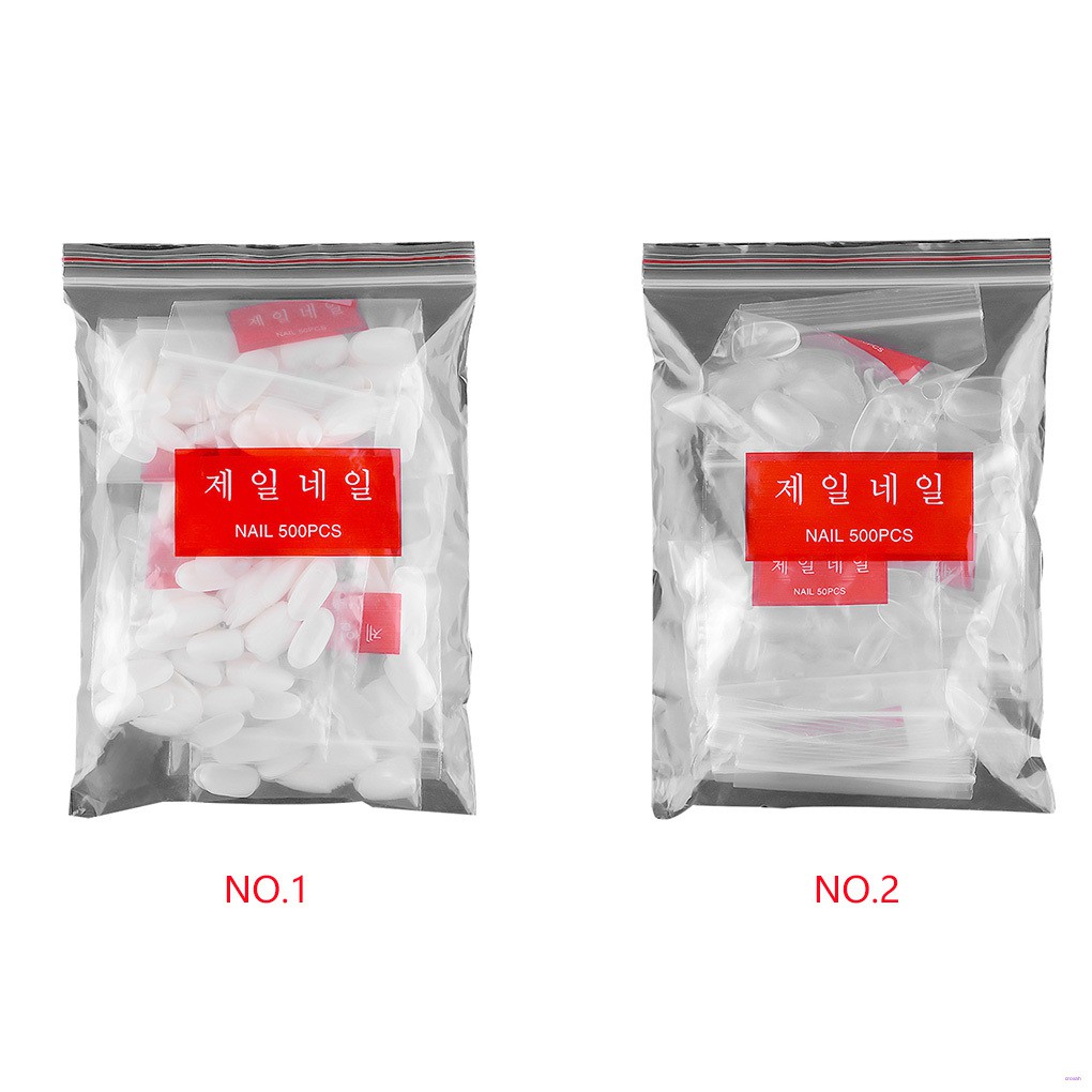 (Hàng Mới Về) Set 500 Móng Tay Giả Trong Suốt Hình Oval Tự Nhiên