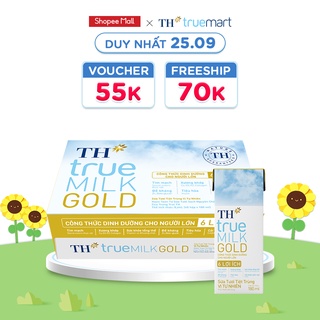 Thùng 48 hộp sữa tươi tiệt trùng vị tự nhiên TH true MILK GOLD dành cho người lớn tuổi 180ml (180ml x 48)