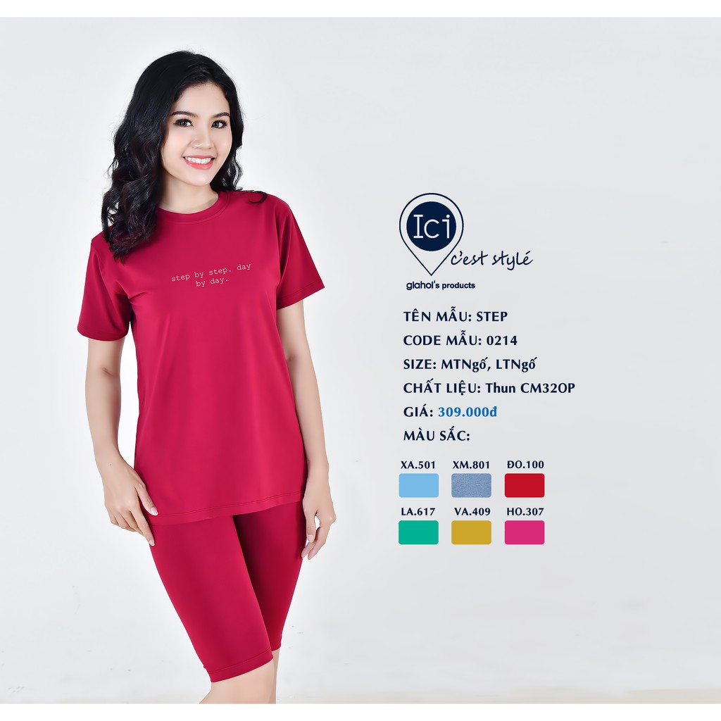 Bộ thun cotton Gia Hồi Step, Áo rộng, Quần ngố ôm, đủ màu đủ size