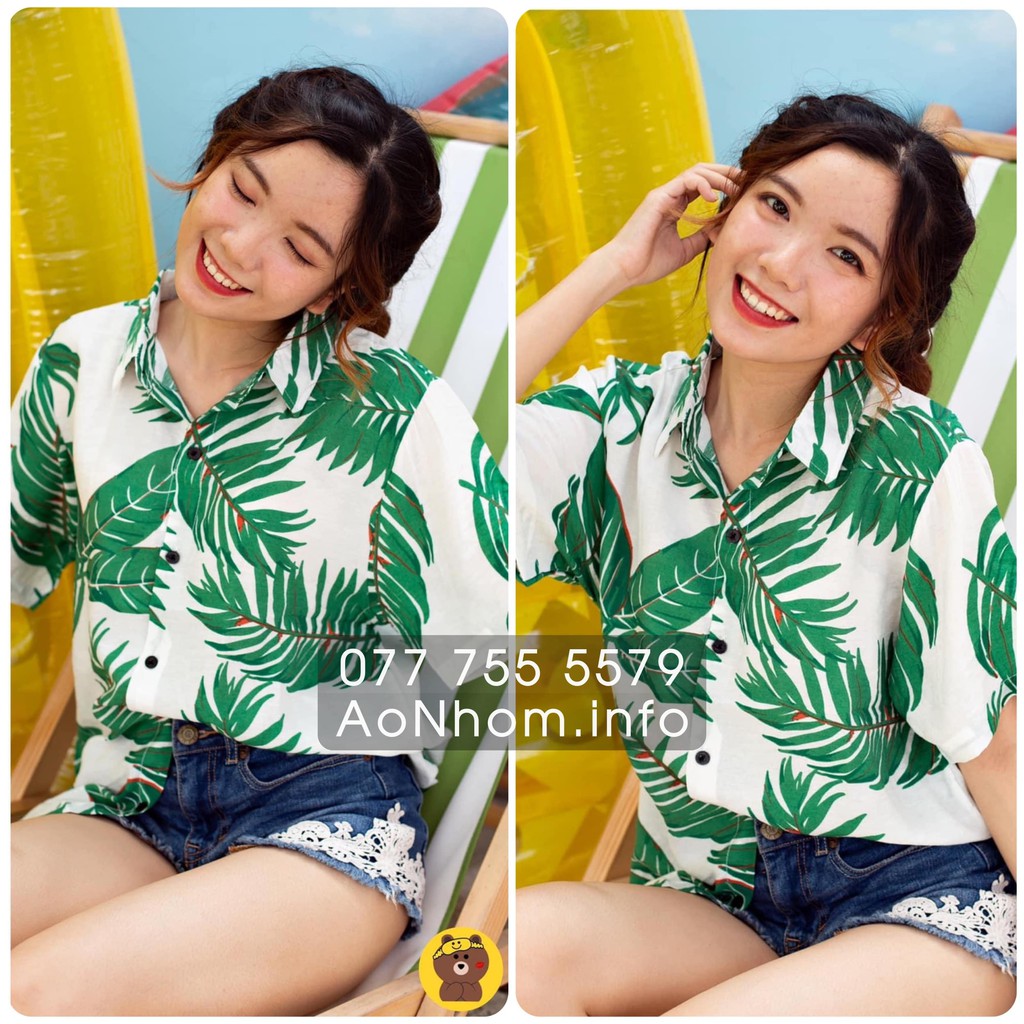 Áo Sơ Mi Hawaii Đi Biển Mềm Mát - Lá Cây Nhiệt Đới - Áo Đôi Đồng Phục Nhóm Lớp Team Building Hoạ Tiết Hoa Lá Trái Cây