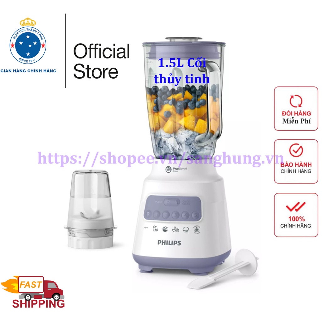 Máy xay sinh tố Philips HR2222/00 cối thủy tinh bảo hành chính hãng 2 năm