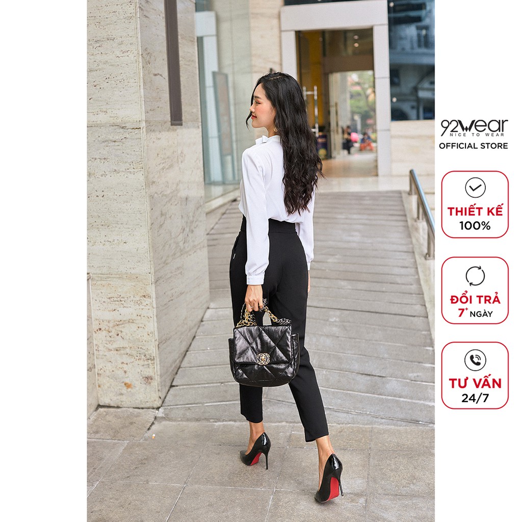 Quần tây baggy nữ 92WEAR âu cạp cao ống suông, công sở, đi tiệc,tôn dáng QAA1213