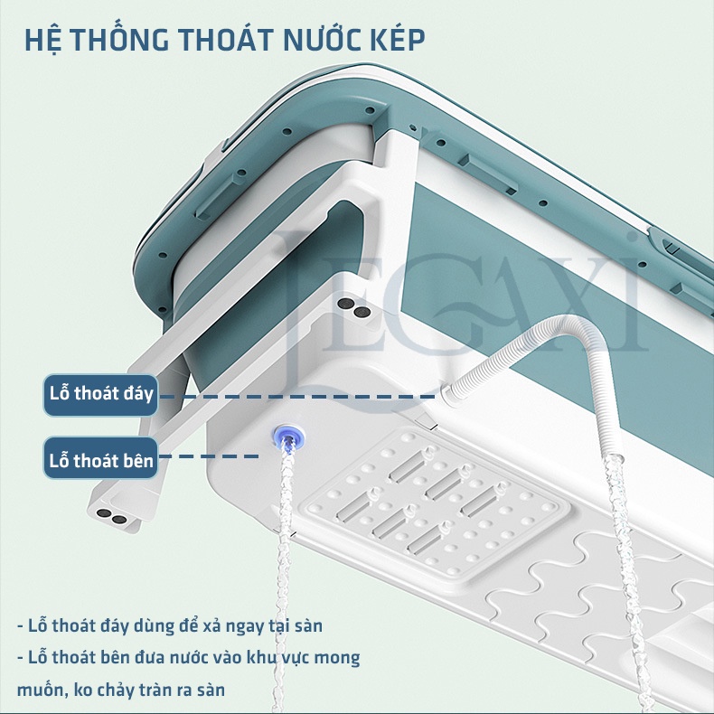 Bồn tắm nhựa hồ bơi nằm thuỷ lực cho bé đặt sàn di động dài 149cm Legaxi