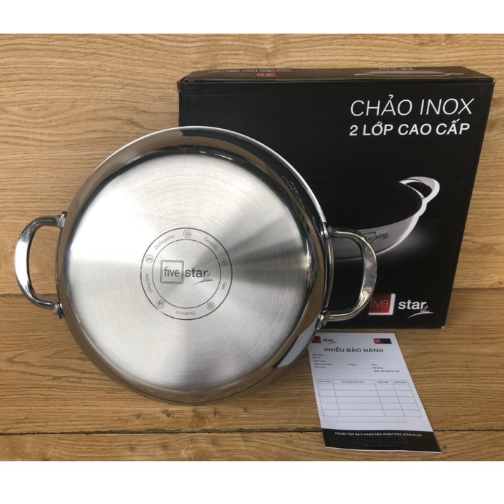 Chảo chống dính Fivestar 2 quai inox 3 lớp đúc liền khối đun từ-inox 304