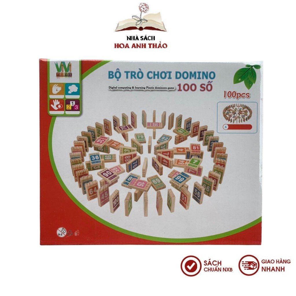 ĐỒ CHƠI - Domino 100 Số Vivitoys Việt Nam Kèm Toán và Tiếng Anh - Chất liệu gỗ an toàn cho bé