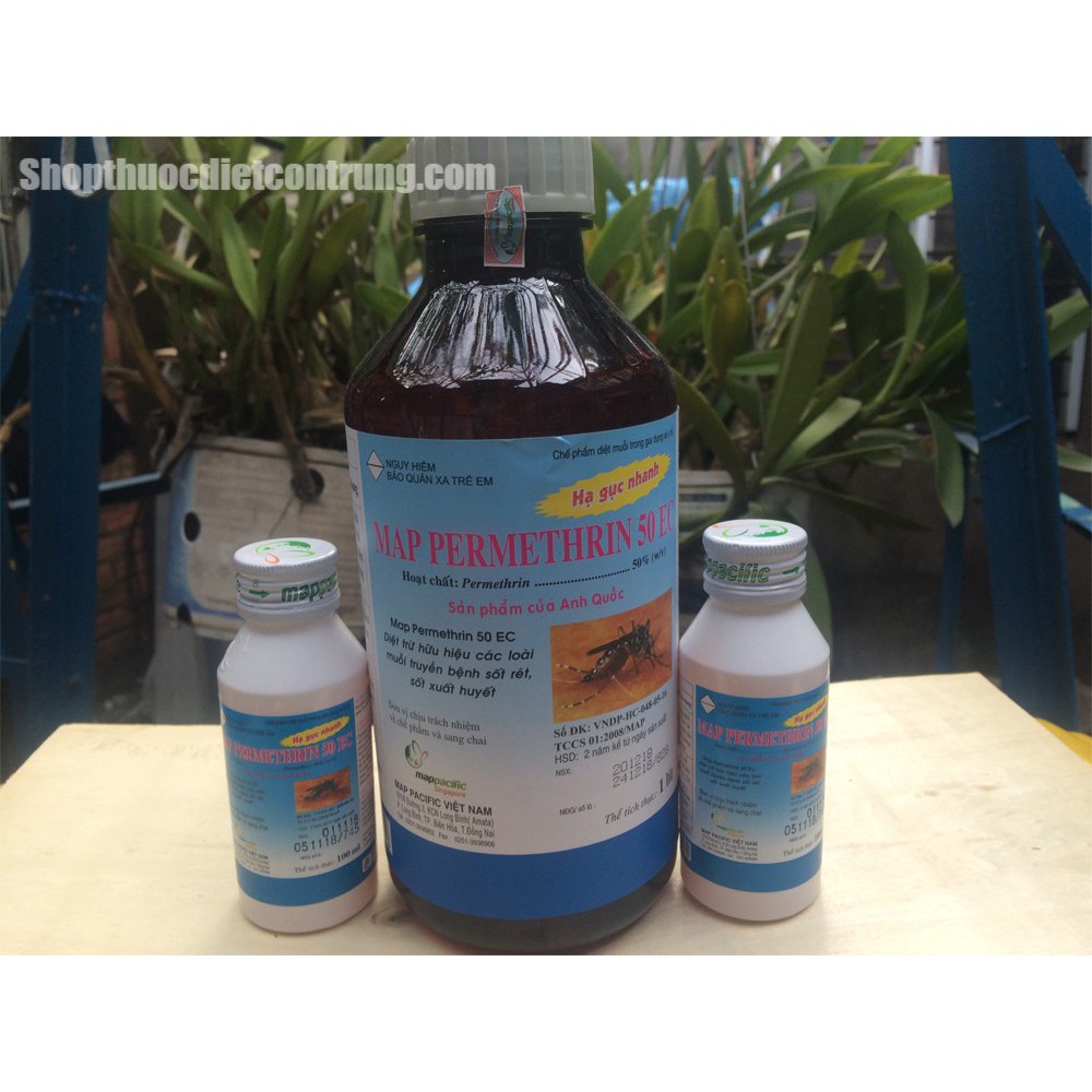 Thuốc diệt côn trùng Permethrin 50EC (1000ml) - Diệt muỗi, gián, kiến, ruồi, bọ chét. Nhập khẩu Anh Quốc, chai lớn 1 Lít