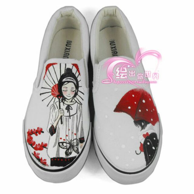 Giày vẽ tay đáng yêu ( các mẫu sắc trắng) | BigBuy360 - bigbuy360.vn