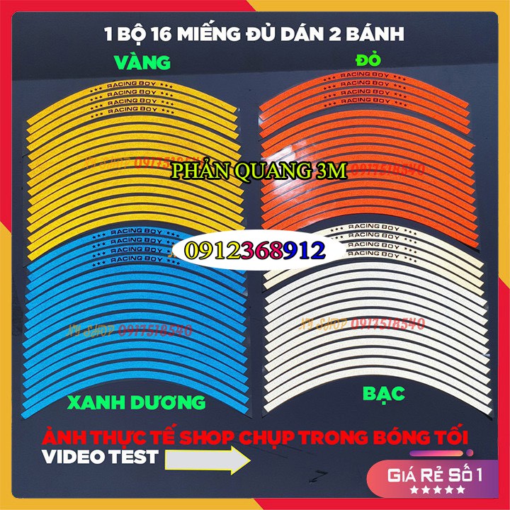 TEM PHẢN QUANG RCB (3M) DÁN MÂM XE MÁY –OTO ( GIÁ 1 BỘ)