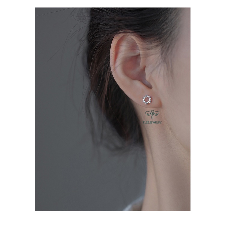 Khuyên tai bạc nữ TLEE bông tai sao đan trơn basic cá tính TleeJewelry B0166