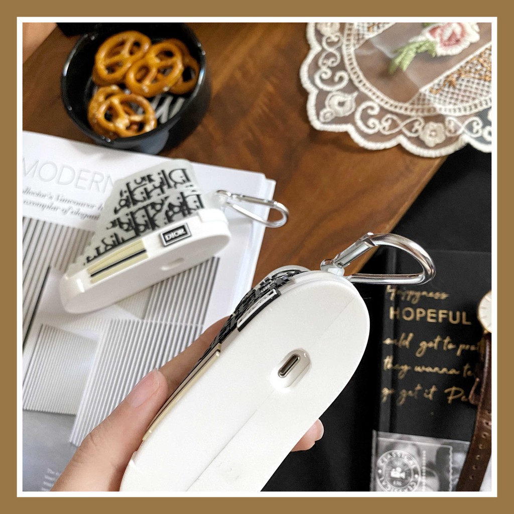 Vỏ Đựng Bảo Vệ Hộp Sạc Tai Nghe Airpods 1/2 Chống Rơi Hình Giày Dior