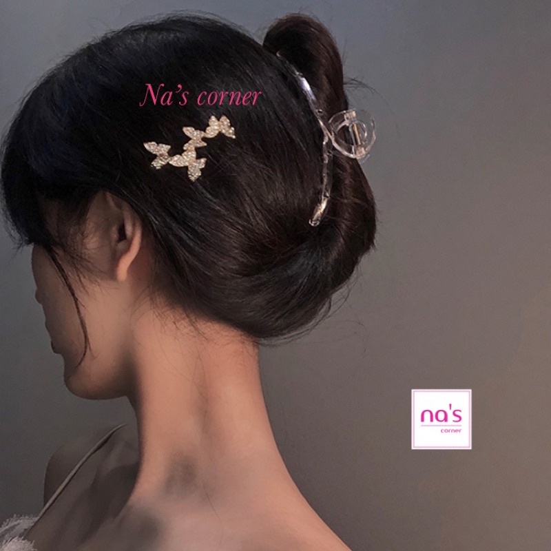 Kẹp tóc kim loại hình Bướm đính đá xinh lung linh dành cho nữ