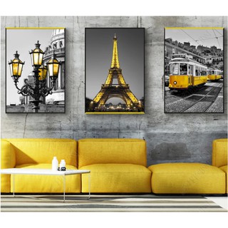 Bộ 3 tranh ghép treo tường VTC Hiện đại kỳ quan thế giới phong cảnh Pari VIP OP_17686123 KT 30 x 45 sassy