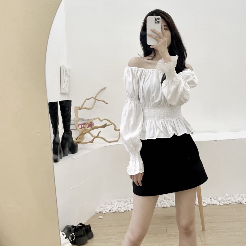 (SẴN) Áo trễ vai bo chun eo M36