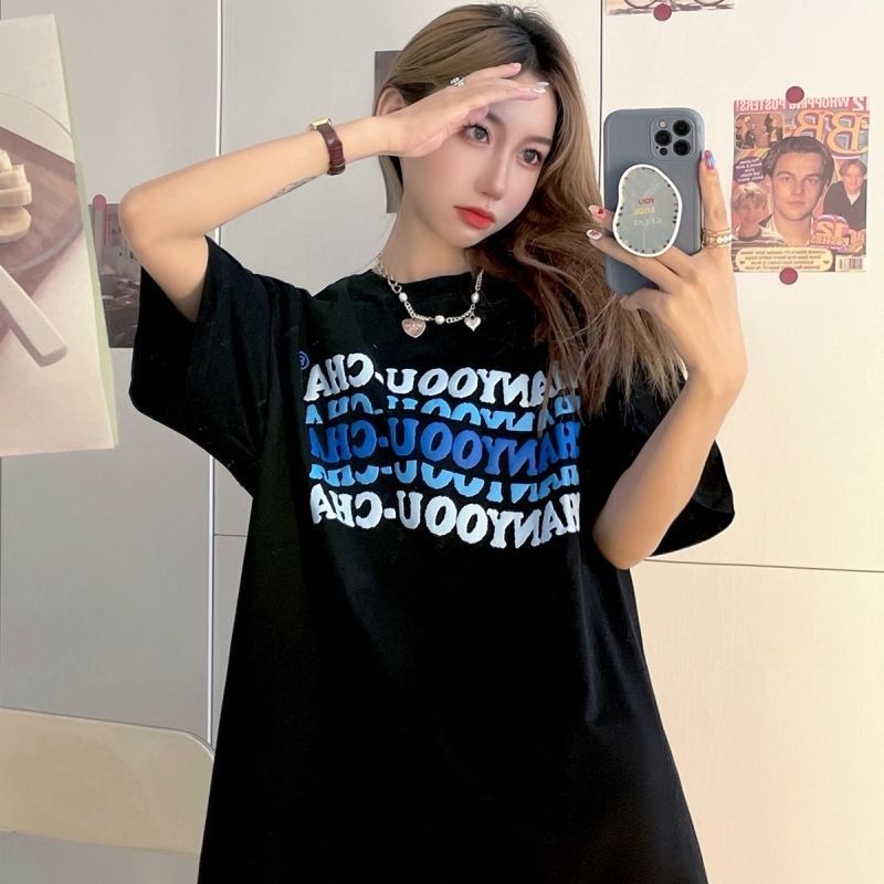 NRVP Áo thun tay ngắn cổ tròn thời trang mùa hè phong cách đường phố nhật bản 2022 cho nữ