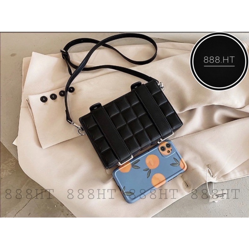 Túi đeo chéo nam nữ hộp chữ nhật màu đen unisex