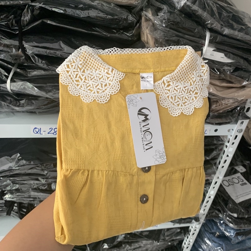 Áo bầu tay lỡ TK xịn đẹp, cổ ren hoa 3d nhẹ nhàng xinh xắn- AH65