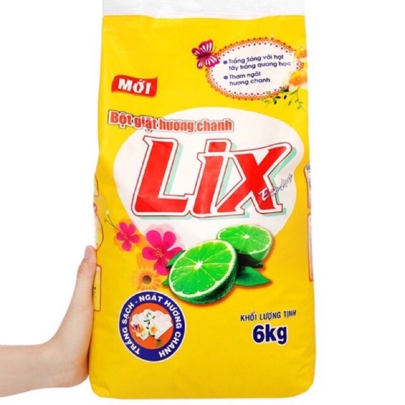 SHOCK BỘT GIẶT LIX HƯƠNG CHANH TÚI 6kg giá bìa 190k