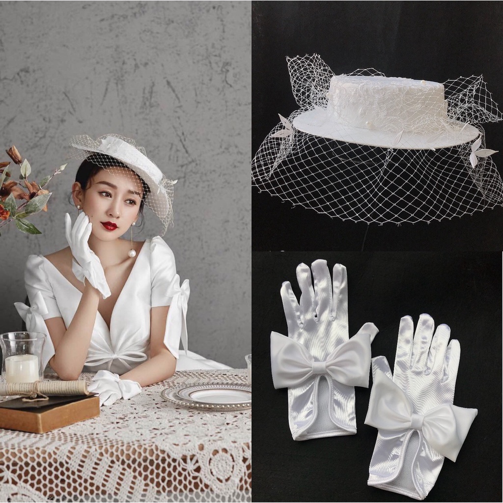 Mũ chụp thời trang vành rộng đính ren tiểu thư sang trọng