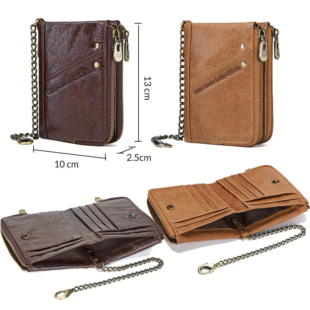 2020 Contact KITM1265 - Bảo Hành 2 Năm II Bóp Ví Đứng Bỏ Túi Da Ngựa Điên Men Wallet Genuine Bò - Nam Nữ