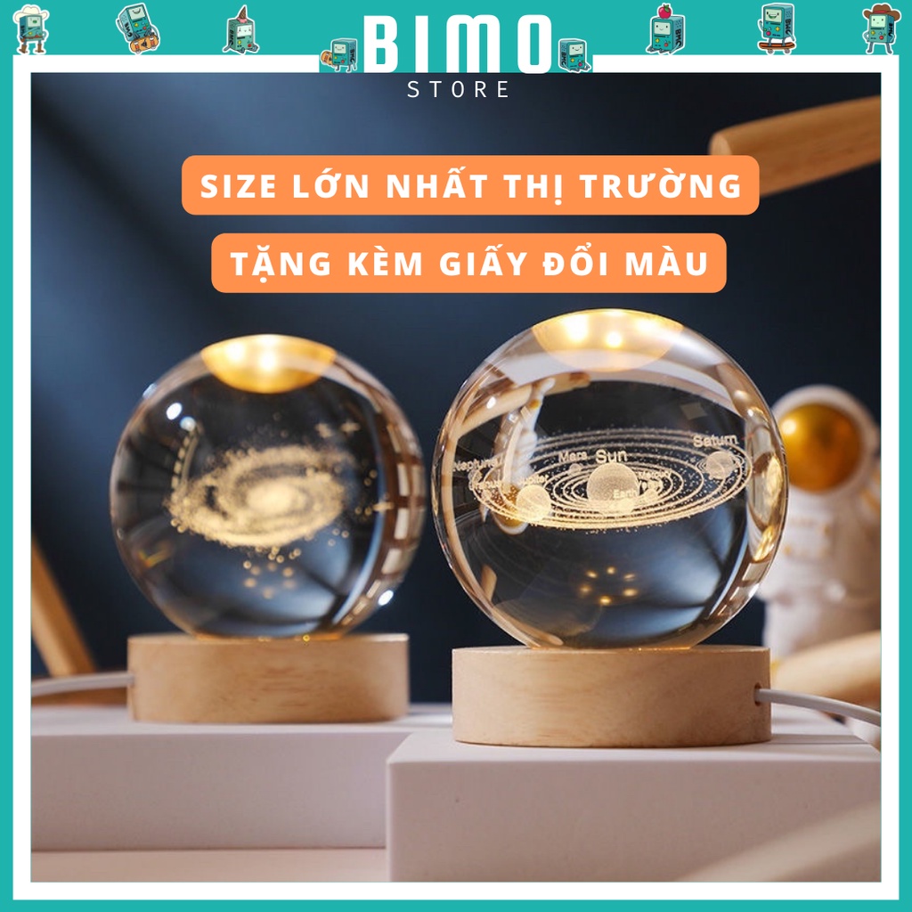 Quả Cầu Pha Lê BIMO.STORE Vũ Trụ Phát Sáng Quả Cầu Thủy Tinh Phong Thủy Trong Suốt Decor Trang Trí Nhà Cửa