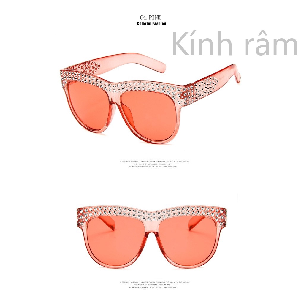 Kính mát vuông đính đá lấp lánh cho nữ