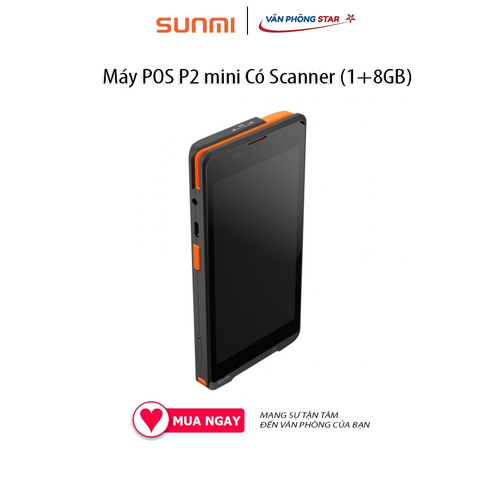 Máy POS P2 mini Có Scanner (1+8GB)  Android 9 màn hình cảm ứng đa điểm 5 ″ camera sau 5MP thanh toán thẻ từ, NFC,mã QR