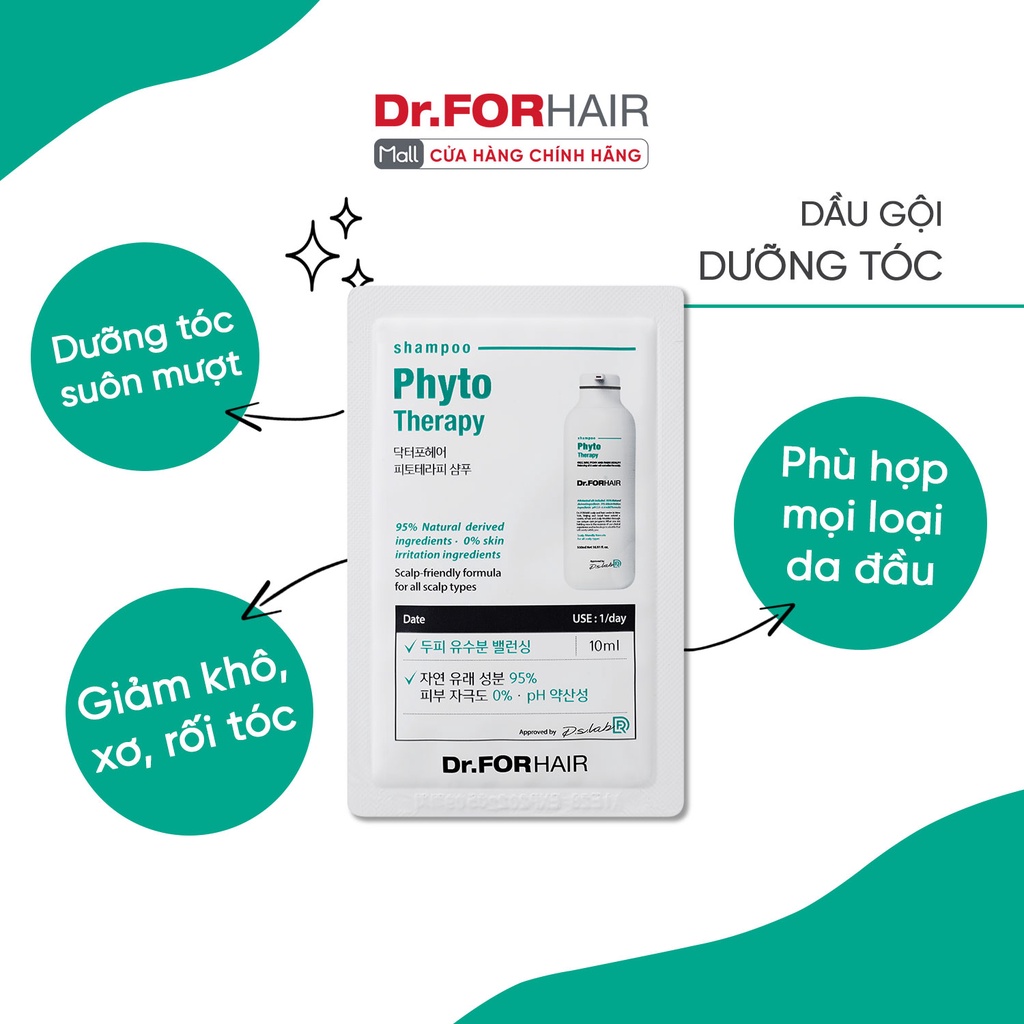 Dầu Gội Dr.FORHAIR Phục Hồi Tóc Hư Tổn, Dưỡng Tóc Chăc Khỏe Dr For Hair Phyto Therapy 50ml/5 gói