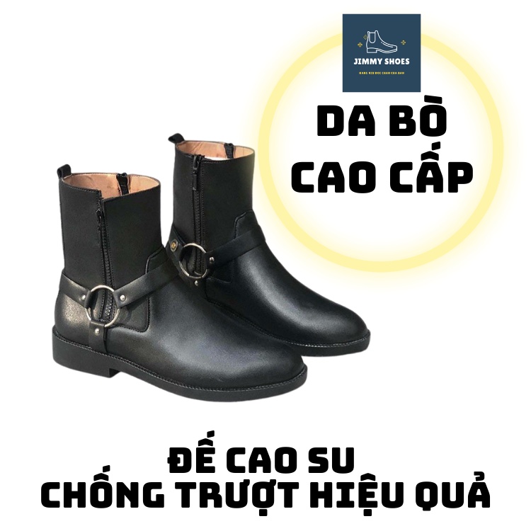 Giày Harness boots cao cổ thời trang nam chất liệu da bò da lộn đế độn 3.5cm | BigBuy360 - bigbuy360.vn