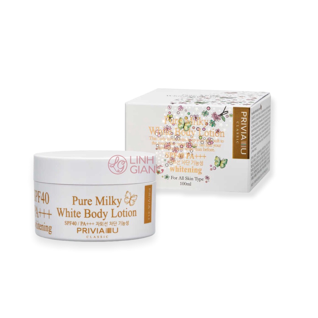 Kem dưỡng thể nâng tông trắng da Privia Pure Milky Night Body Lotion đêm/ Pure Milky White Body Lotion Linh Giang