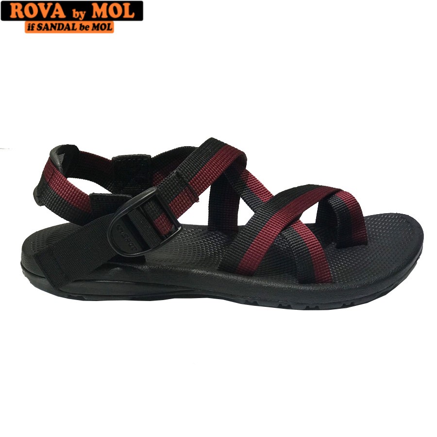 Giày Sandal Rova Unisex Nam Nữ Kiểu Cổ Điển Quai Dù Đế Cao Su Đi Học Màu Đen Đỏ RV117