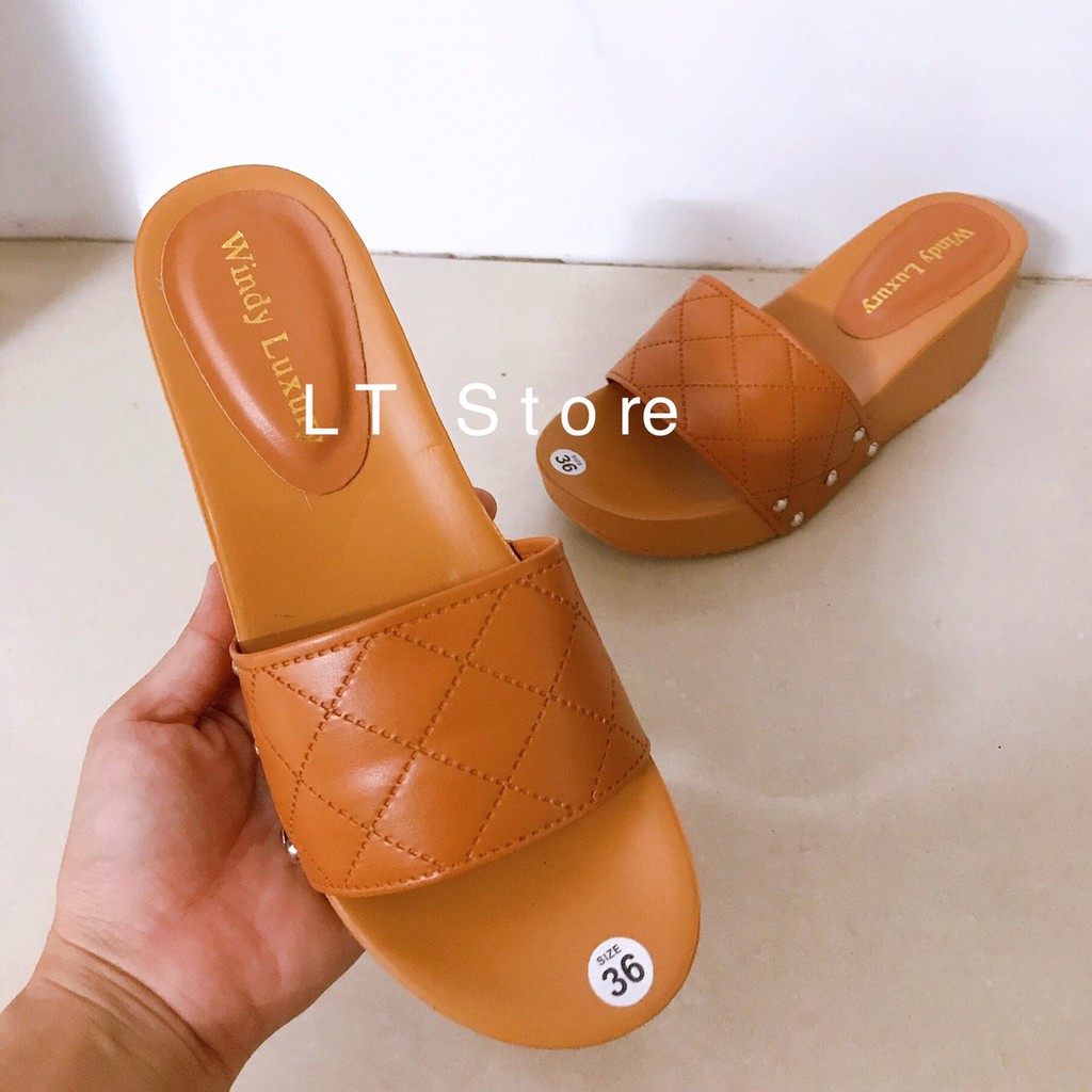 Dép xuồng nữ 6cm bản ngang trần chỉ (có ảnh thật)