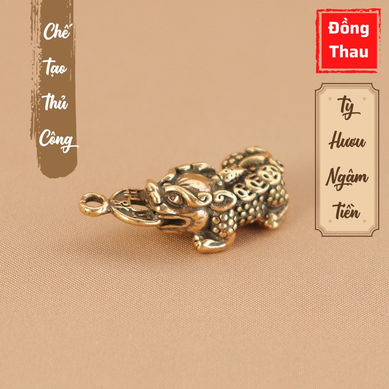 Tượng Nhỏ Phong Thủy Bằng Đồng Kiểu Dáng Tỳ Hươu Ngậm Tiền, Đem Lại May Mắn Tài Lộc, Trưng Bày