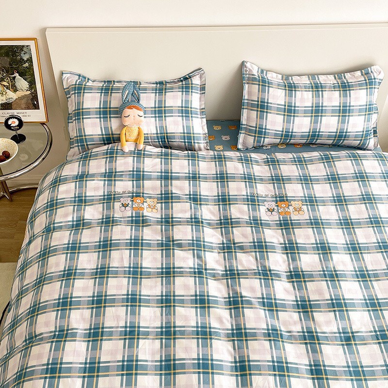 [RẺ VÔ ĐỊCH] Bộ chăn ga gối drap giường chất cotton poly họa tiết cún Cheerful