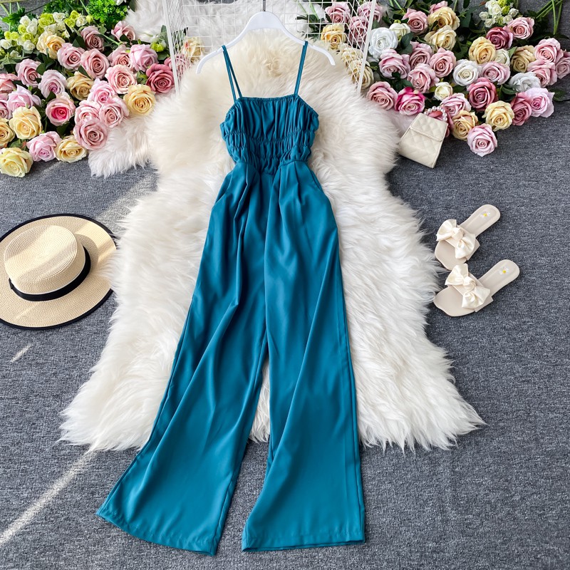 Jumpsuit đơn giản quần ống rộng