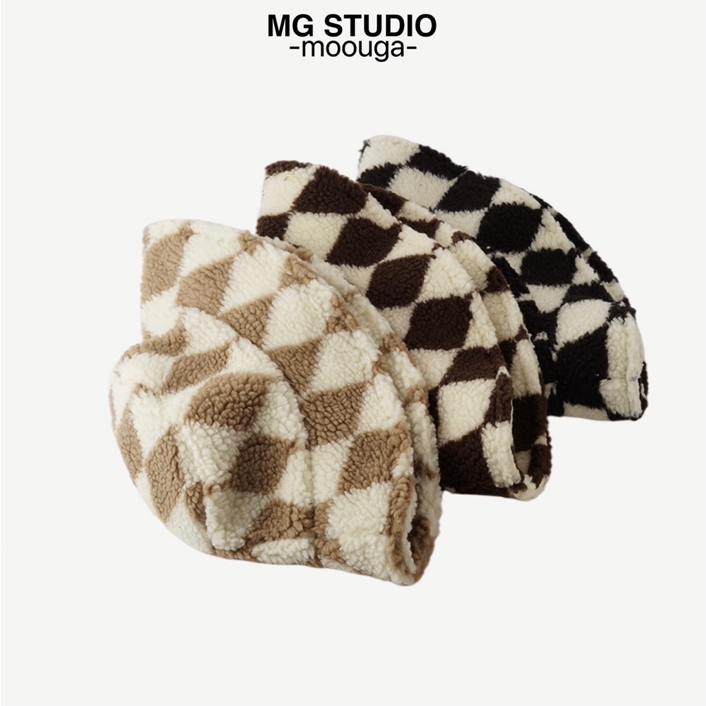 Mũ xô MG STUDIO họa tiết hình thoi 3 màu tuỳ chọn